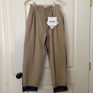 Koché Beige Crazy Check Print pants